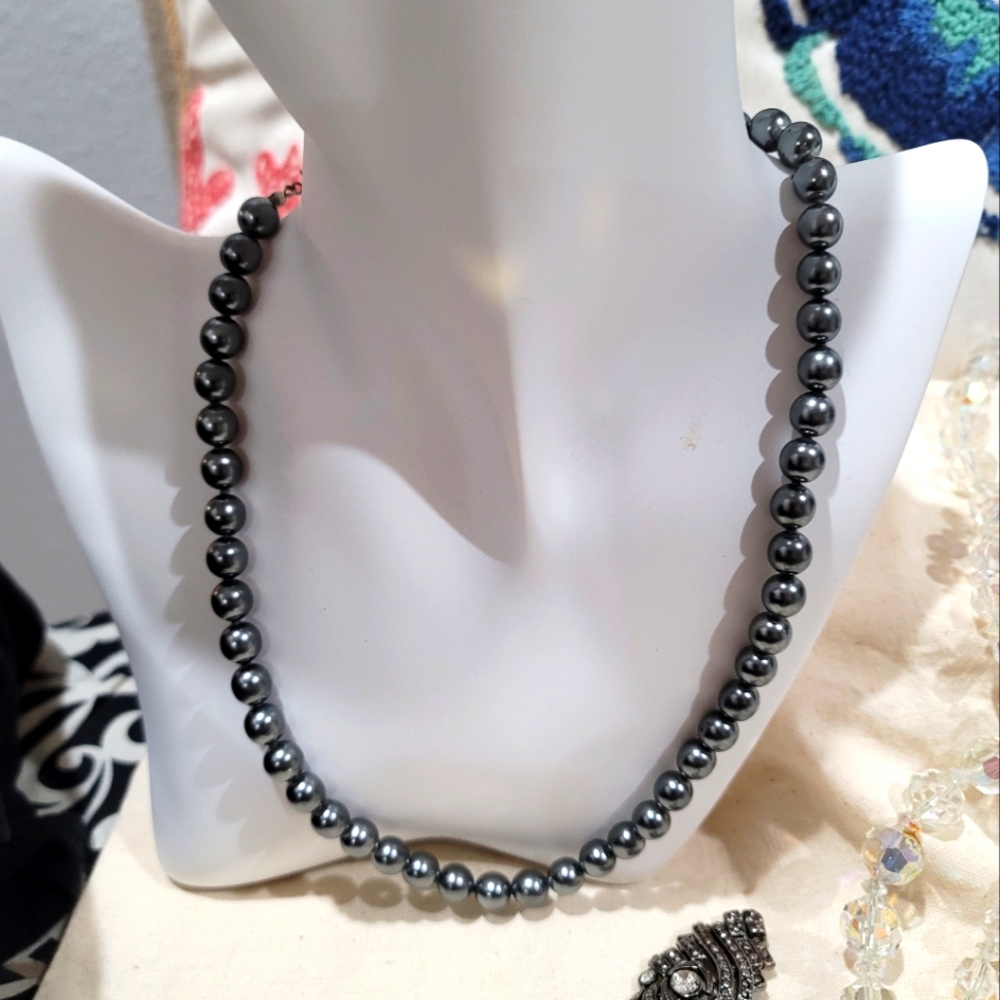 16 inch dark grey pearl costume jewelry